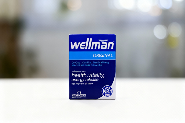 تصویر جعبه قرص ول من اورجینال روی سطح سفید برای تقویت سلامت آقایان